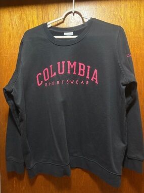 Columbia Black Crewneck Sweatshirt with Pink Logo
